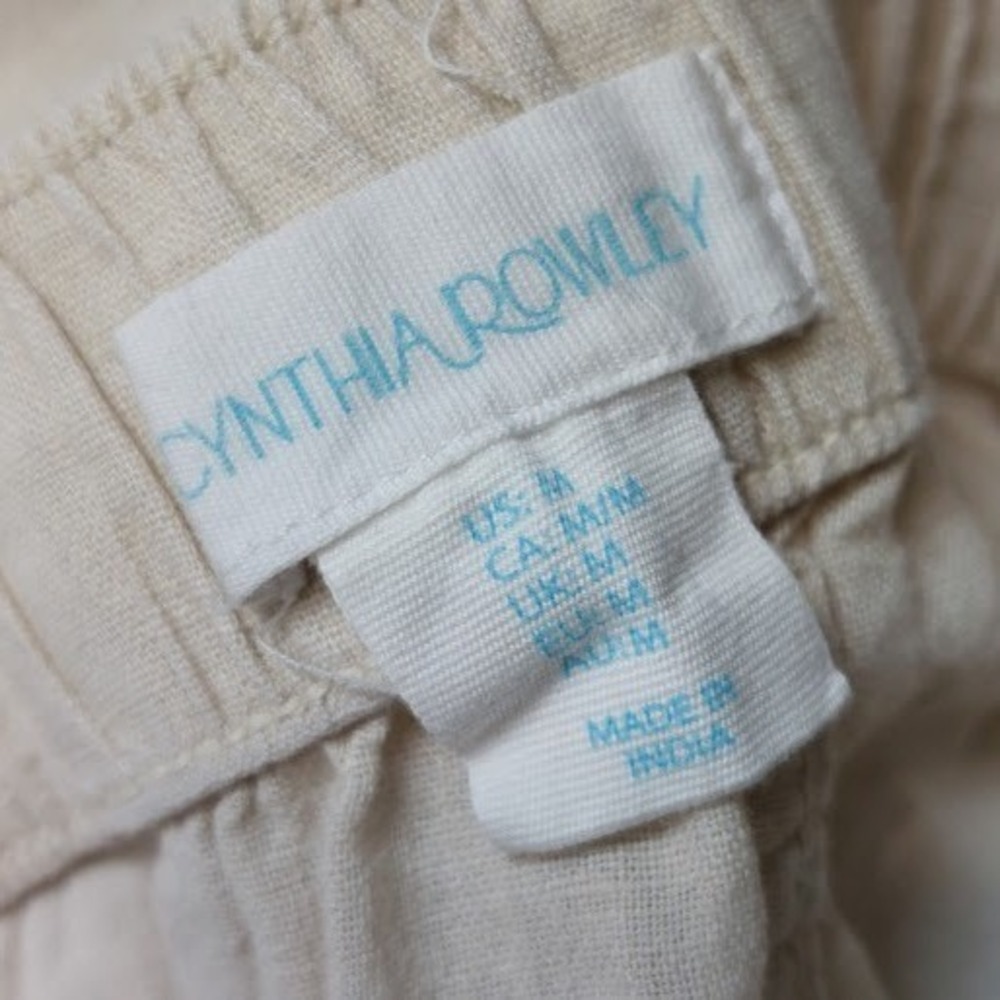 Cynthia Rowley Linen Blend Joggers Women's Medium Cream Ruched Tapered Pants - Picture 5 of 7